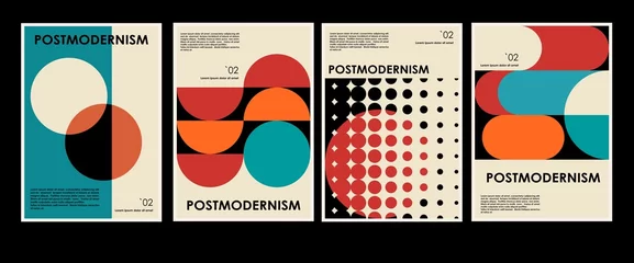 Tuinposter Artworks, posters inspired postmodern of vector abstract dynamic symbols with bold geometric shapes, useful for web background, poster art design, magazine front page, hi-tech print, cover artwork. © pgmart
