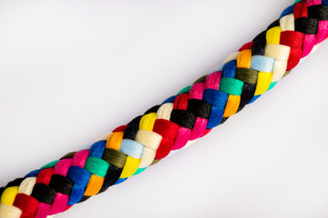 Textile accessory or colored threads drawn on a white background. colored knitting yarn