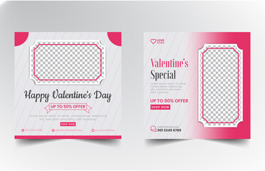 valentine's Day sale Instagram Social Media Post banner Squire Flyer Design Template