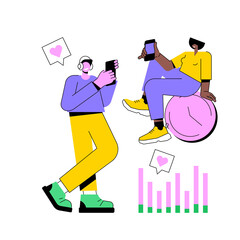 Screen addiction abstract concept vector illustration. Digital overload, information dependence, smartphone addiction, screen addicted, mobile phone dependence, mental disorder abstract metaphor.