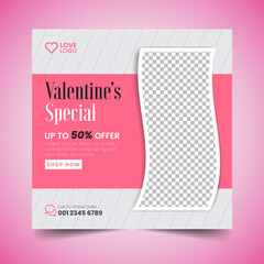 valentine's Day sale Instagram Social Media Post banner Squire Flyer Design Template