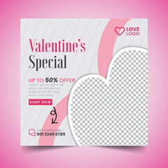 valentine's Day sale Instagram Social Media Post banner Squire Flyer Design Template