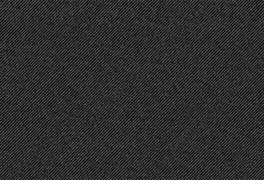 Black jeans denim texture background of apparel sturdy cotton, vector twill fabric pattern. Closeup of cotton jeans textile or denim canvas material with, gray worn jeans textile pattern