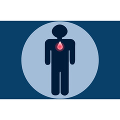 a blue silhouette of a person with a red dot reflecting inflammation of the respiratory tract