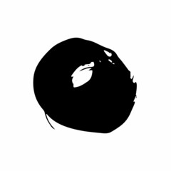 Vector grunge round brush. Black stroke, stain, ink, dry brush image. A dirty artistic hand-drawn element isolated on white background. Circle paintbrush touch, smear, blot, dot. Vector illustration