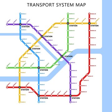 Metro Underground, Subway And Bus Transport City Map With Stations, Vector Urban Passenger Lines Scheme. Subway Or Metro Tube Plan With Railway Train Transit Routes Network Of Public Transport