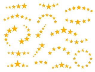 Best quality stars icons of review, rating and ranking symbols. Gold rank or rate stars of service or product customer feedback, positive opinion, high evaluation or satisfaction level