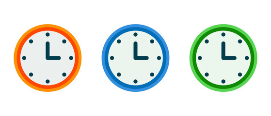A set of clock icons. Analog clock. Wall clocks. Vectors.