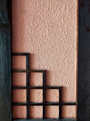 cement wall background and pieces of wood together