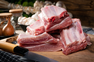 Raw pork ribs.