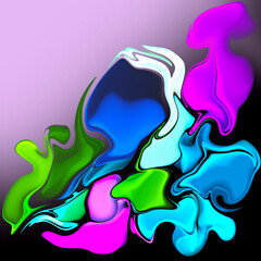 Surrealism, abstract, illustration, multi-colored, three-dimensional, shapes, gradient, background, fantasy