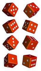 game red cubes with dots on a white background