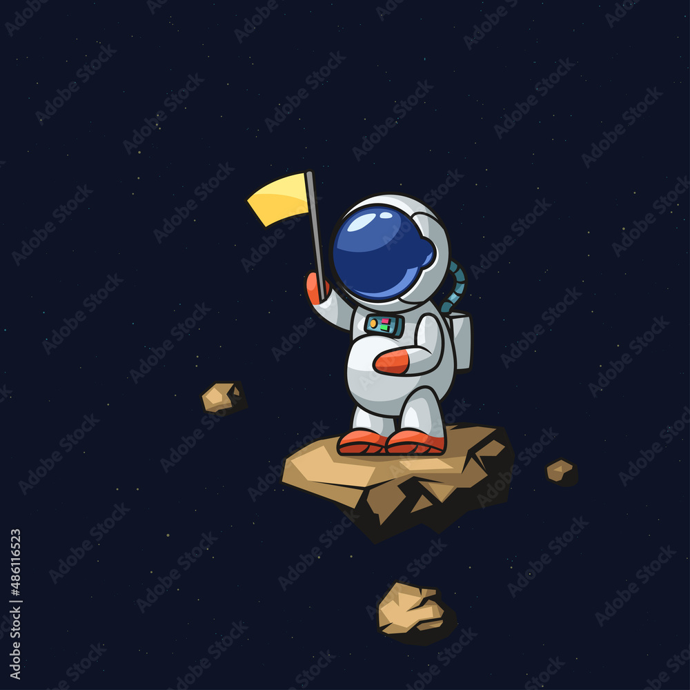 Canvas Prints astronaut floating in deep space on asteroid