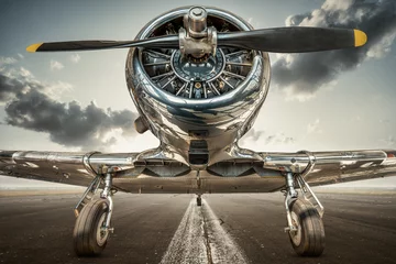 Cercles muraux Ancien avion avion historique sur une piste prête à décoller