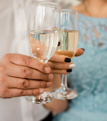 Beautiful married couple. Man and woman and New Year's fairy tale