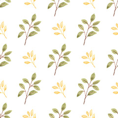 Watercolor leaf seamless pattern