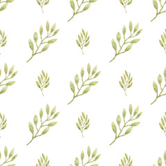 Watercolor leaf seamless pattern