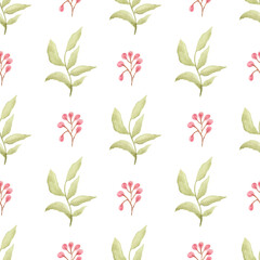 Watercolor leaf seamless pattern