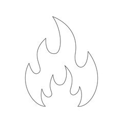 Fire line symbol. Fire flame outline shape. Warning linear sign. Vector isolated on white background.
