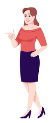 Carefree lady semi flat RGB color vector illustration. Pretty flirting woman isolated cartoon character on white background