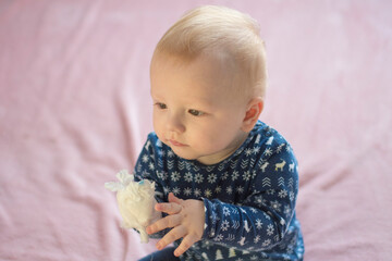 Little child with a bandaged hand