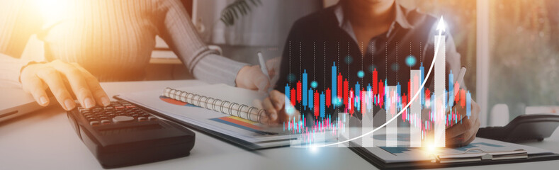 planning and strategy, Stock market, Business growth, progress or success concept. Businessman or...