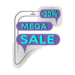 Super sale, Mega sale, Sale Banners, Labels, and Stickers. Vector Illustration