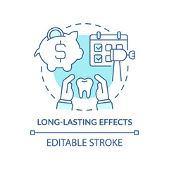 Long-lasting effects turquoise concept icon. Professional teeth treatment abstract idea thin line illustration. Isolated outline drawing. Editable stroke. Arial, Myriad Pro-Bold fonts used