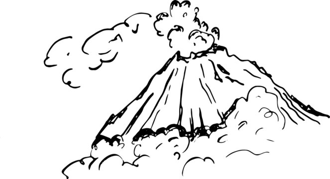 sketch  volcano.    landscape vector illustration