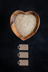 Heart-shaped bowl with brown rice