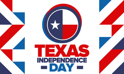 Fototapeta premium Texas Independence Day. Texas flag. Lone star flag. Freedom holiday in Unites States, celebrated annual in March. Patriotic vector poster. Creative illustration