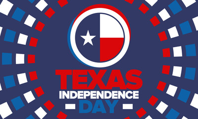 Obraz premium Texas Independence Day. Texas flag. Lone star flag. Freedom holiday in Unites States, celebrated annual in March. Patriotic vector poster. Creative illustration