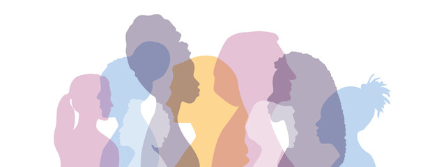 Fototapeta na wymiar Women of different ethnicities together. Flat vector illustration. 