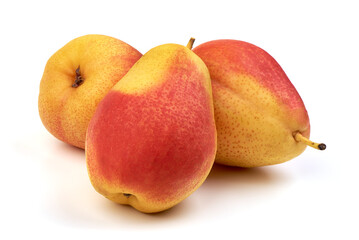 Ripe forelle pears, isolated on white background.