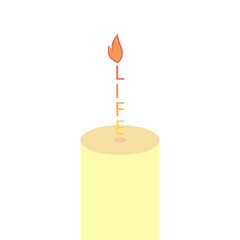 candle but instead of a wick the word life