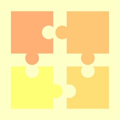 puzzles in delicate orange-yellow colors on a white background