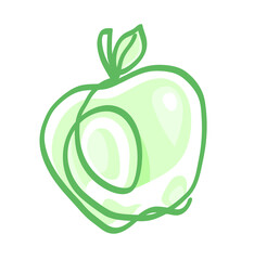 One line drawing of fresh apple.
One continuous line drawing of fruit.