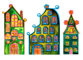 Fairy house palace green painted