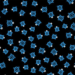 Fototapeta na wymiar Line Turtle icon isolated seamless pattern on black background. Vector