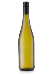White wine with black top on white background with reflection