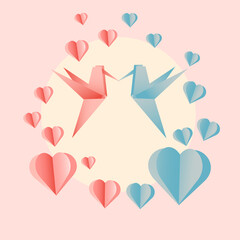gender party doves and origami paper hearts