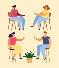 four restaurant persons group