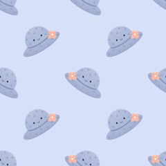 cute summer pattern for kids - hats on a blue background