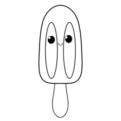 cute childish summer coloring page - smiling ice-cream