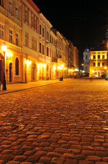 The ancient city of Lviv at night