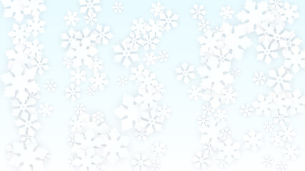 Christmas  Vector Background with Falling Snowflakes. Isolated on Red Background. Realistic Snow Sparkle Pattern. Snowfall Overlay Print. Winter Sky. Papercut Snowflakes.