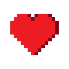 Obraz premium Heart 3d pixel art. Vector illustration. Valentine's Day.