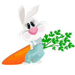 rabbit with a carrot on a light background