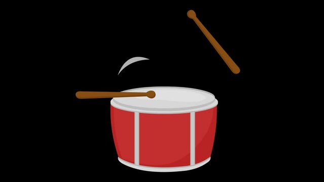 loop animation of a drummer being hit by the sticks, on a transparent background (with zero alpha transparency channel)