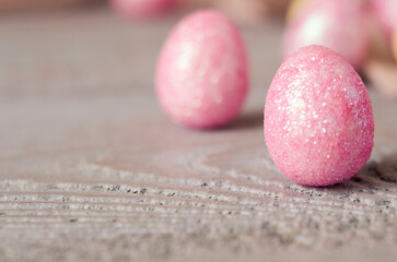 Pink Easter eggs close up